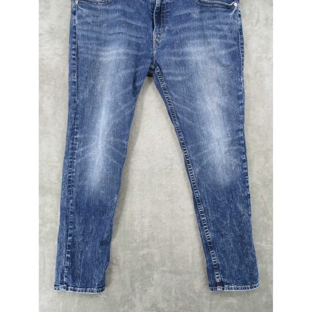 True Religion Jeans Mens 44 Geno Relaxed Slim Stretch Denim Medium Wash Logo